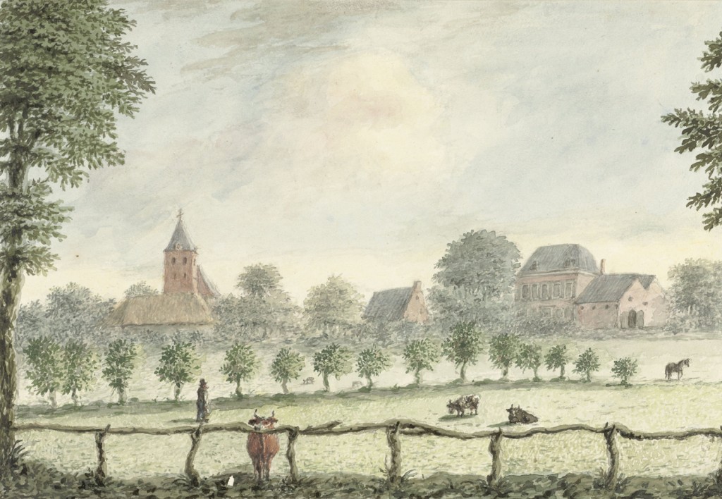 Gezicht op Renkum, D.A. Clemens, krijttekening 1825. Collectie Rijksprentenkabinet Amsterdam, RP-T-1921-207RP